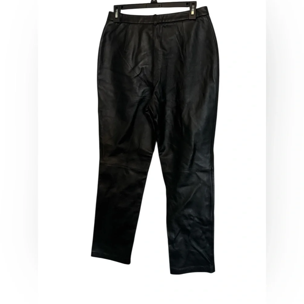 Jaclyn Smith Genuine Leather Black Pants Size 10 - Picture 3 of 7